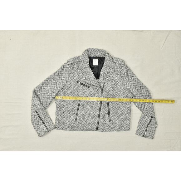 Gap Design & Crafted Women's Tweed Moto Jacket Regular Size XXL Black White NEW - Picture 4 of 8